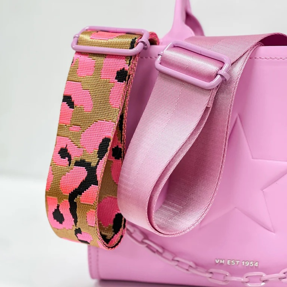 Vintage Havana ‘Alyce’ Pink Leather Star Bag with Leopard Strap